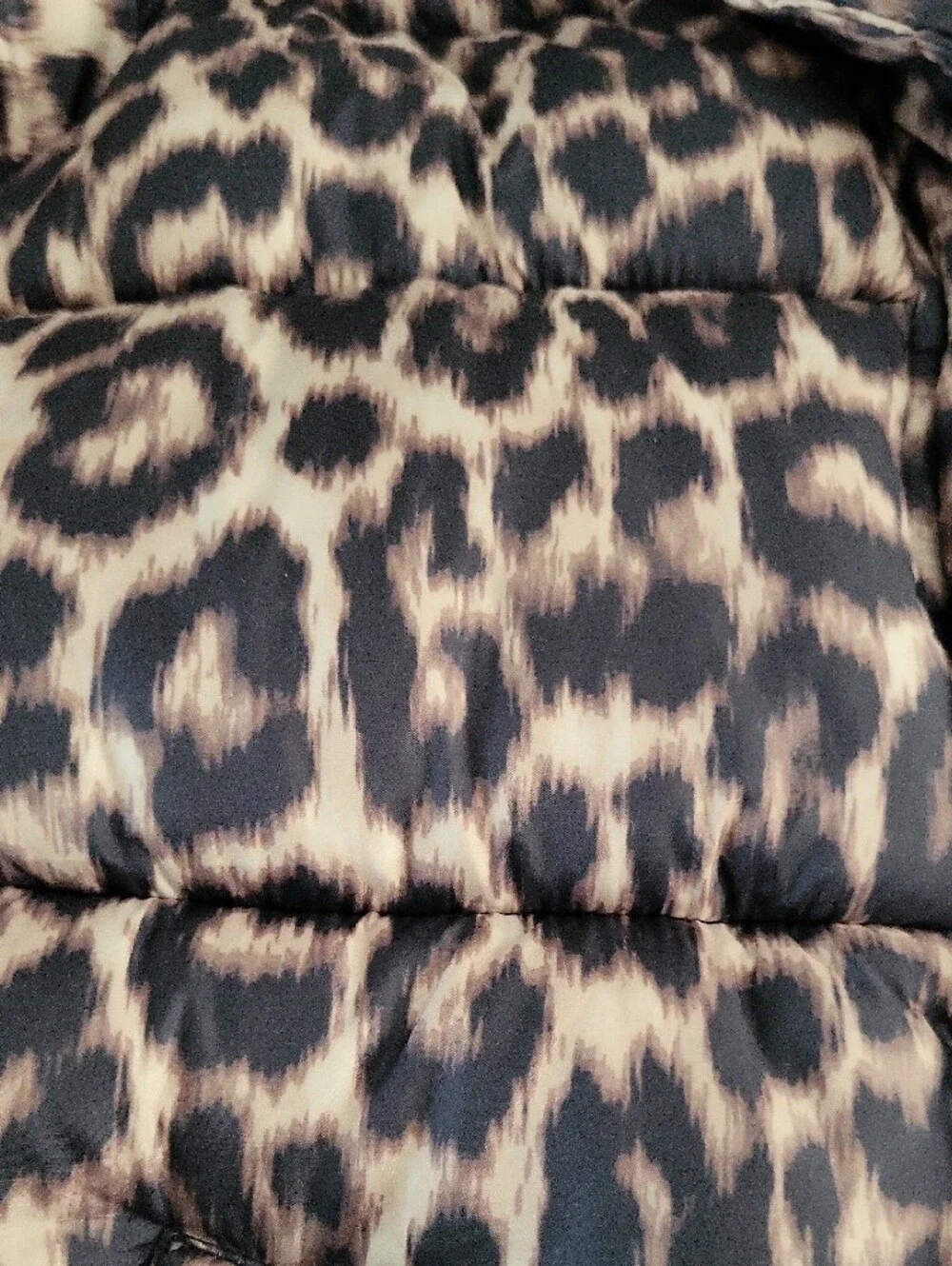 Kids Leopard Print Puffer Jacket with Hood - Black/Brown